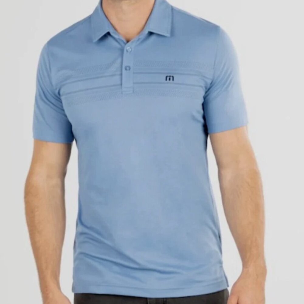 NWT Travis Mathew Scrambler Polo Pima Cotton Blend Blue Golf Shirt 2XL